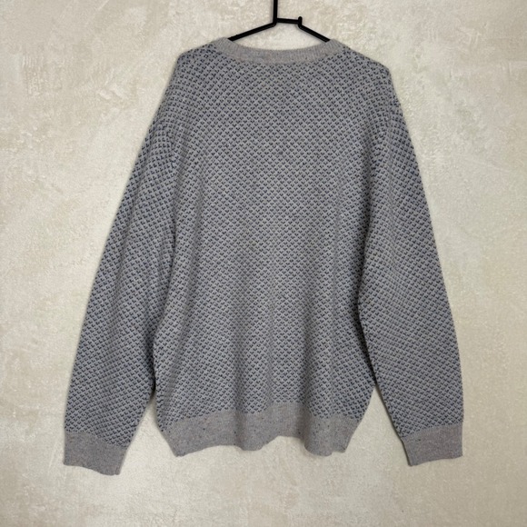 J.Crew NWT Rugged Merino Wool Blend Birds Eye Sweater Blue Grey XXL Fisherman - Picture 3 of 8